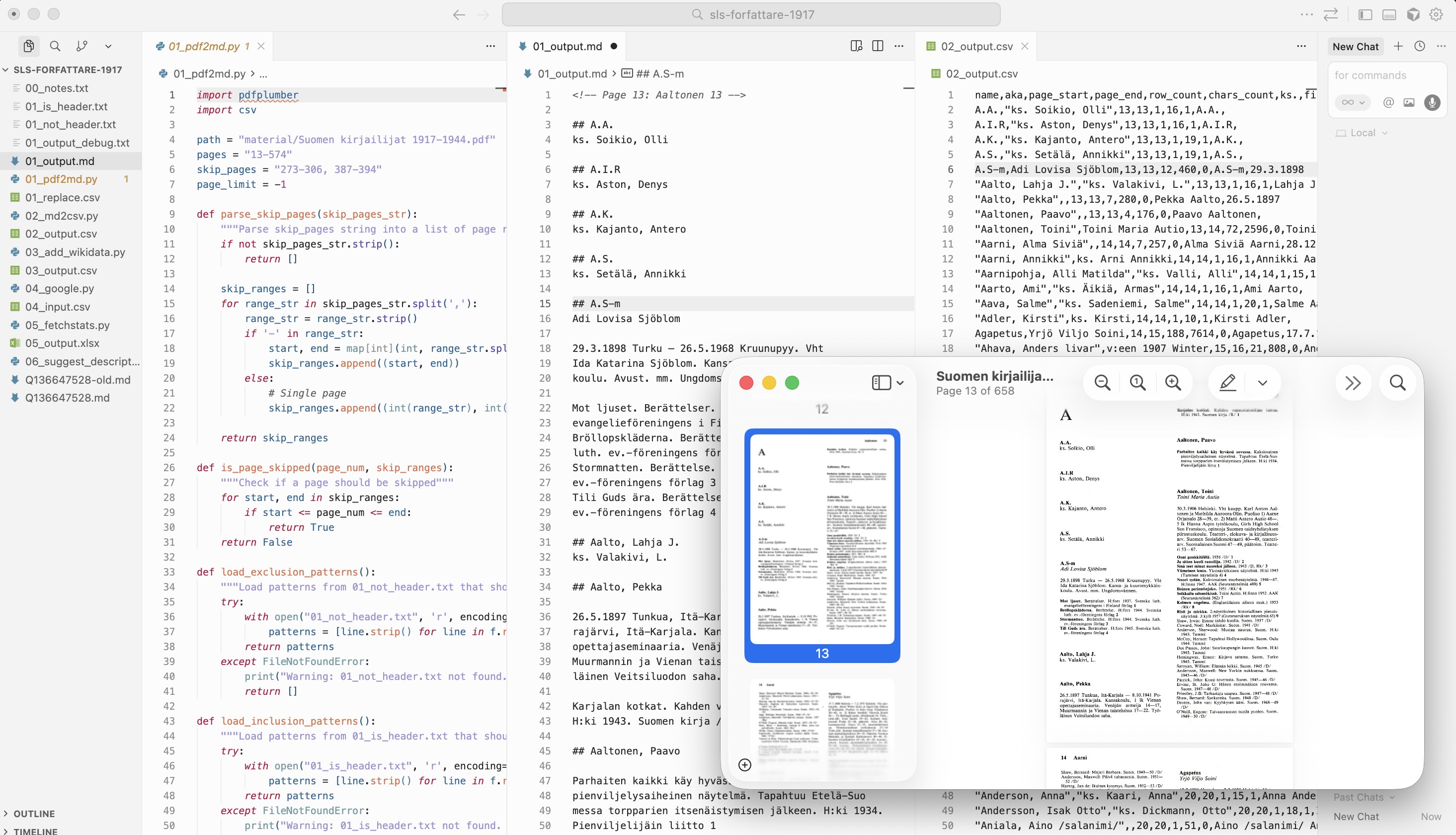 Förbehandling i Cursor av Författar-material